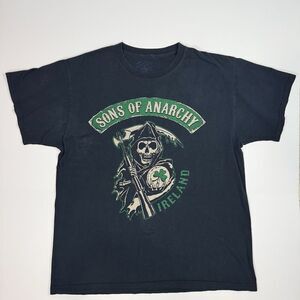 Sons of Anarchy Men’s Ireland Skull T-Shirt Size L Black Officially Licensed Y2K